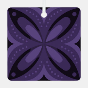 Dark Purple Coloured Retro Pattern Metal Ornament