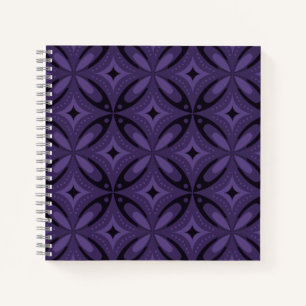 Dark Purple Coloured Retro Pattern Notebook