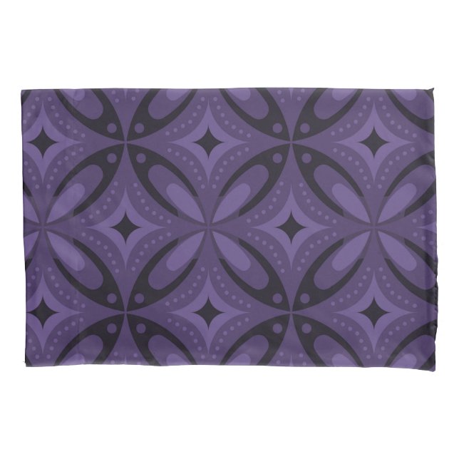 Dark Purple Coloured Retro Pattern Pillowcase (Front)