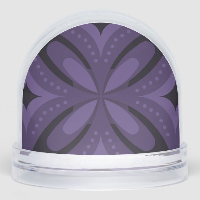 Dark Purple Coloured Retro Pattern Snowglobe (Front)