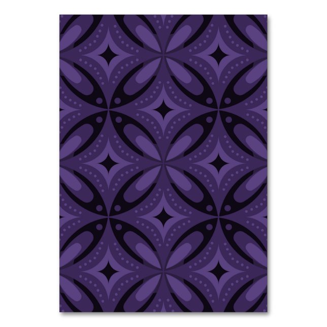 Dark Purple Coloured Retro Pattern Table Number (Front)
