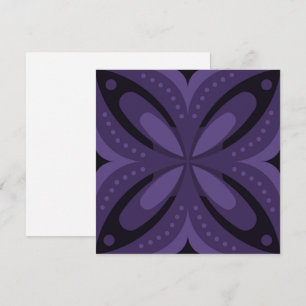 Dark Purple Coloured Retro Pattern Thank You Card