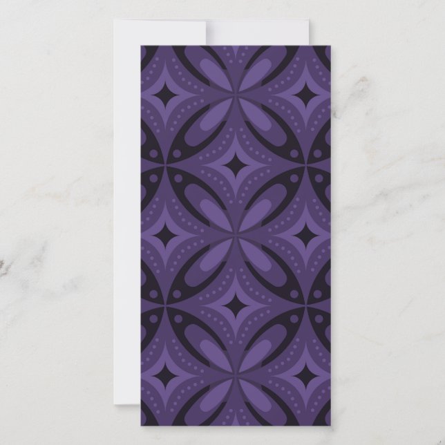 Dark Purple Coloured Retro Pattern Thank You Card (Front)