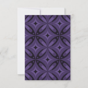 Dark Purple Coloured Retro Pattern Thank You Card