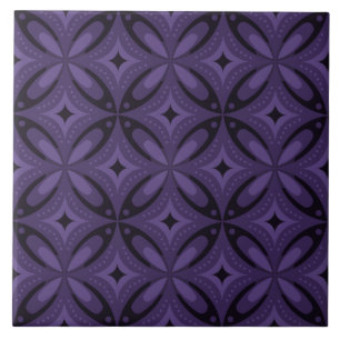 Dark Purple Coloured Retro Pattern Tile