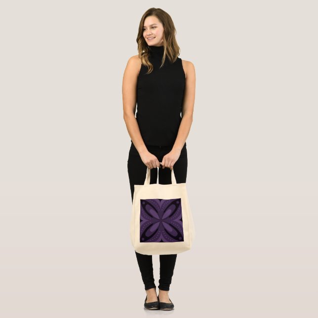 Dark Purple Coloured Retro Pattern Tote Bag (Front (Model))