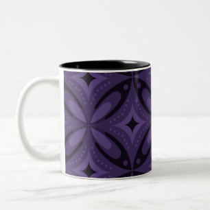 Dark Purple Coloured Retro Pattern Two-Tone Coffee Mug