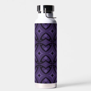 Dark Purple Coloured Retro Pattern Water Bottle