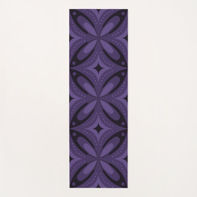 Dark Purple Coloured Retro Pattern Yoga Mat (Front)