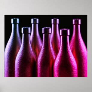 Dark Purple Coloured Retro Steel Bottles a Wall Poster
