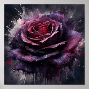 Dark purple coloured rose poster