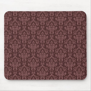 Dark Purple Damask Pattern Mouse Pad