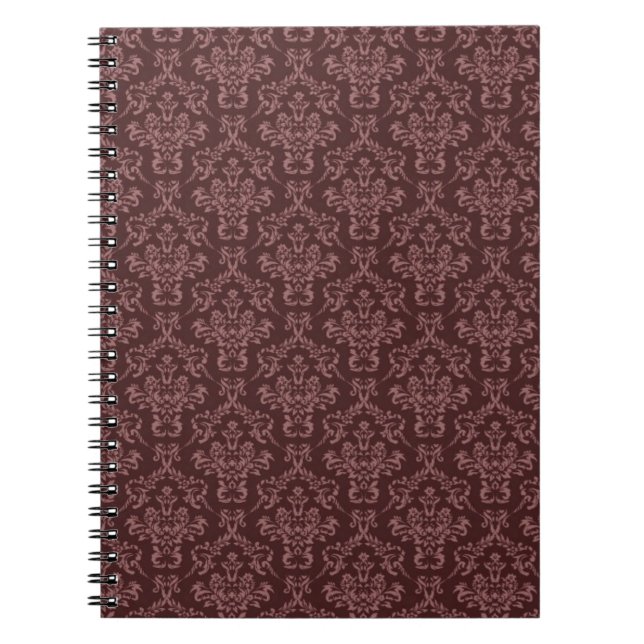 Dark Purple Damask Pattern Notebook (Front)