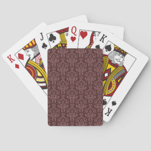 Dark Purple Damask Pattern Playing Cards