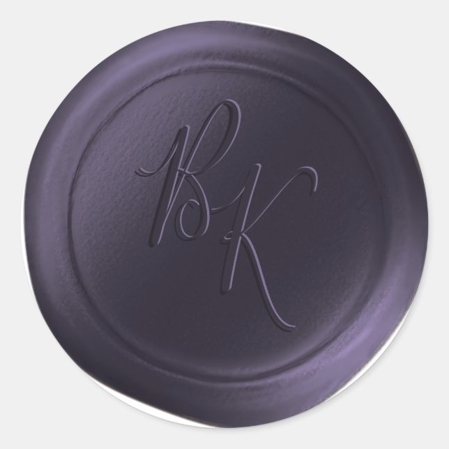 Dark Purple Double Monogram Wax Seal Stickers (Front)