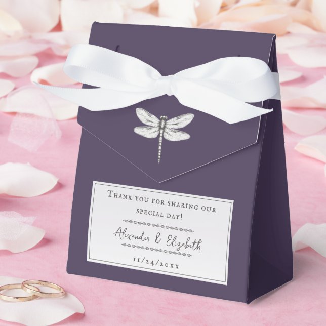 Dark Purple Dragonfly Wedding Favor Box (Wedding)