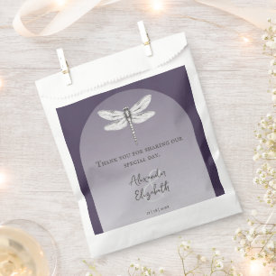 Dark Purple Dragonfly Wedding Favour Bag