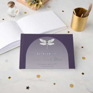 Dark Purple Dragonfly Wedding Guest Book