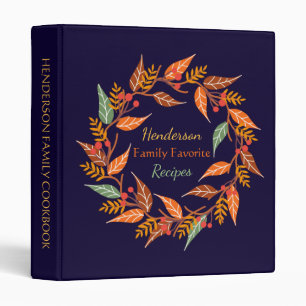 Dark Purple Fall Autumn Wreath Family Recipes Binder