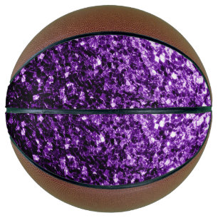 Dark purple faux glitter sparkles bling basketball