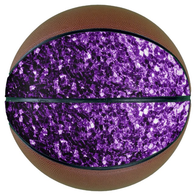 Dark purple faux glitter sparkles bling basketball (Front)