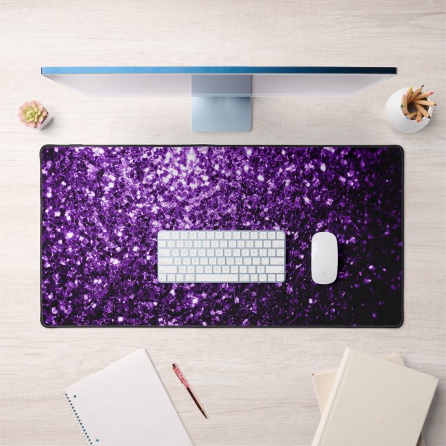 Dark purple faux glitter sparkles desk mat (Office 1)