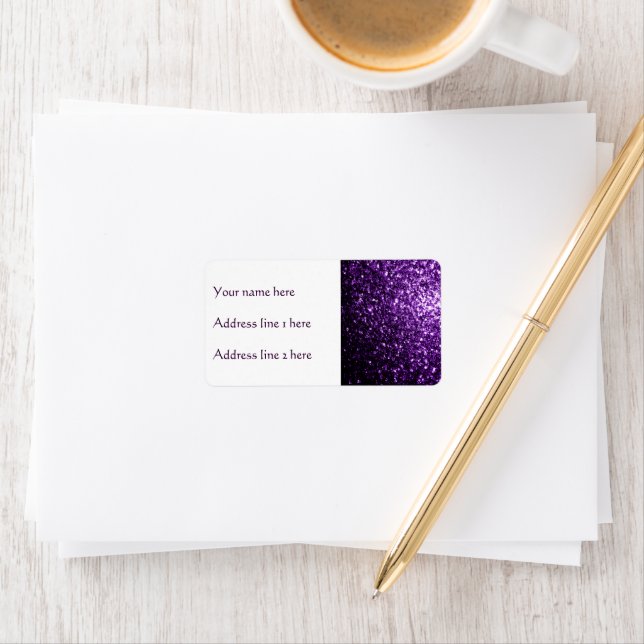 Dark Purple faux glitter sparkles Personalize Label (Insitu)