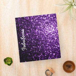 Dark Purple faux shiny glitter sparkle Personalize Binder