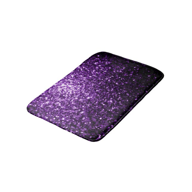 Dark Purple faux shiny glitter sparkles Bath Mat (Angled)