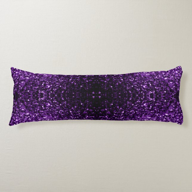 Dark Purple faux shiny glitter sparkles Body Pillow (Front)
