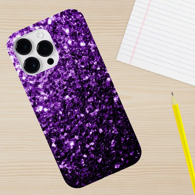 Dark Purple faux shiny glitter sparkles Case-Mate iPhone Case (Sparkle up and protect your phone with trendy faux sparkles phone case. In many different colors.)
