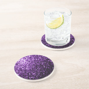 Dark Purple faux shiny glitter sparkles Coaster