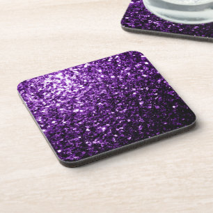 Dark Purple faux shiny glitter sparkles Coaster