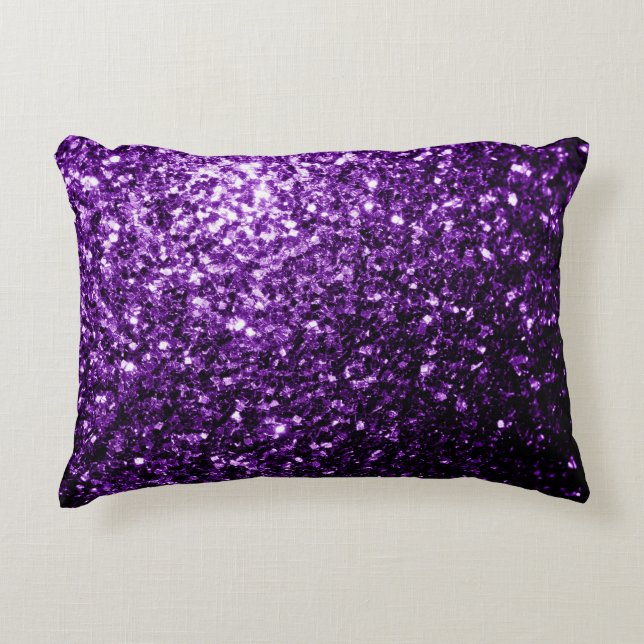 Dark Purple faux shiny glitter sparkles Decorative Pillow (Front)