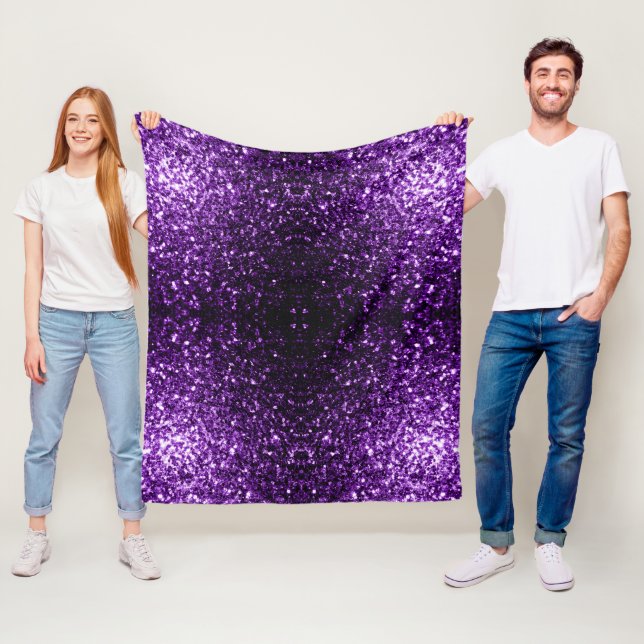 Dark Purple faux shiny glitter sparkles Fleece Blanket (In Situ)
