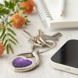 Dark Purple faux shiny glitter sparkles Keychain