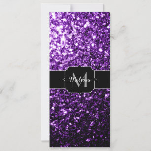 Dark Purple faux shiny glitter sparkles Monogram