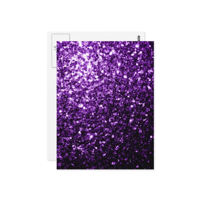 Dark Purple faux shiny glitter sparkles Postcard (Front/Back In Situ)