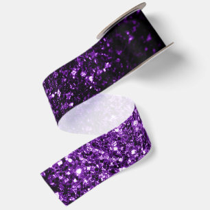 Dark Purple faux shiny glitter sparkles Satin Ribbon