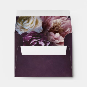 Dark Purple Fine Art Floral Elegant RSVP Wedding Envelope