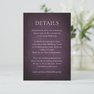 Dark Purple Fine Art Floral Elegant Wedding Enclosure Card