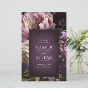 Dark Purple Fine Art Floral Wedding Program