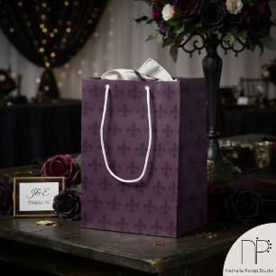 Dark Purple Fleur de Lis Medium Gift Bag