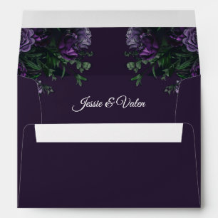 Dark Purple Floral Elegant Wedding Gothic Envelope