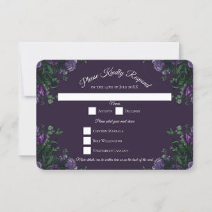 Dark Purple Floral Elegant Wedding Gothic Invitation