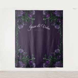 Dark Purple Floral Elegant Wedding Gothic Tapestry