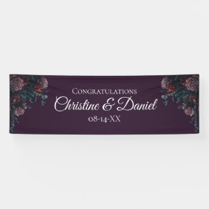 Dark Purple Floral Elegant Wedding Maroon Mauve Banner