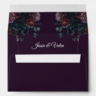 Dark Purple Floral Elegant Wedding Maroon Mauve Envelope