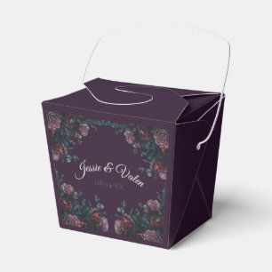 Dark Purple Floral Elegant Wedding Maroon Mauve Favor Box