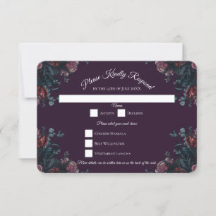 Dark Purple Floral Elegant Wedding Maroon Mauve Invitation